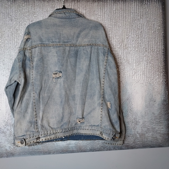 POL Oversized Studded Denim Jean Jacket Sz-L - Picture 3 of 10